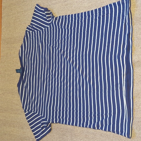 Mens Polo Ralph Lauren striped V-Neck T-shirt size large blue/white - Picture 4 of 4